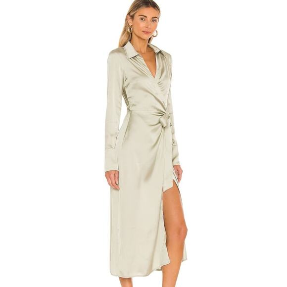 Song of Style Maggie Wrap Dress in Pale Olive NWOT Size Small - Picture 2 of 3